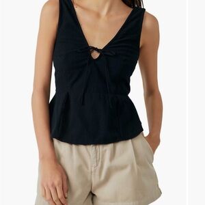 Free People Black Peplum Mika Tank XS